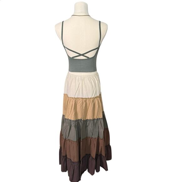 Tiered Cottagecore Prairie Skirt | Boho Maxi Earth Tones | Small NWOT - Picture 5 of 9